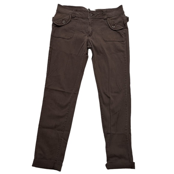 BCBGeneration Pocket Flap w/ Button RearPocket Design Stretchy Brown Jeans Faded - Picture 2 of 14